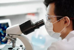 Scientist testing